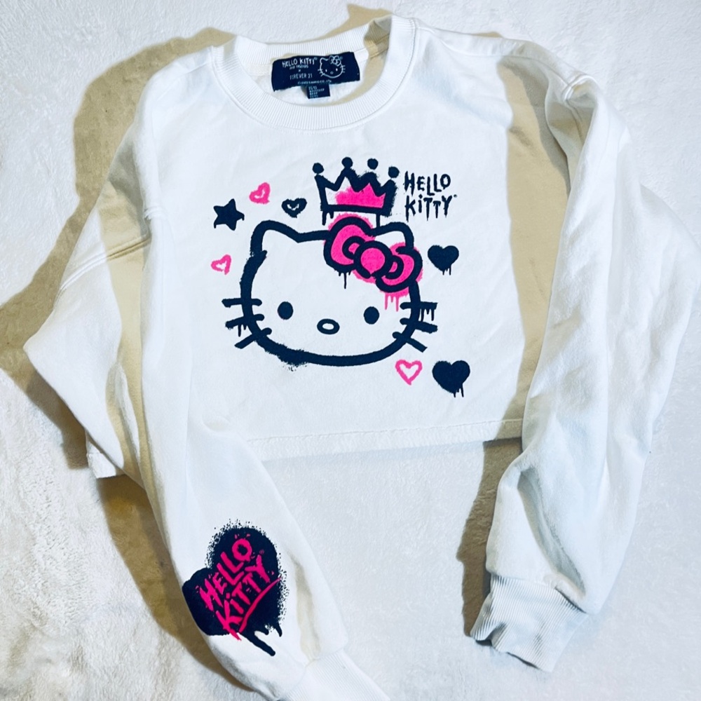 Hello Kitty x Forever 21 White cropped Sweatshirt